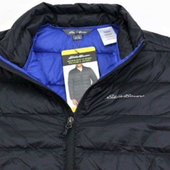 New Eddie Bauer Men's Packable Down Jacket Size 2XL Water Repellent Black - Picture 5 of 12